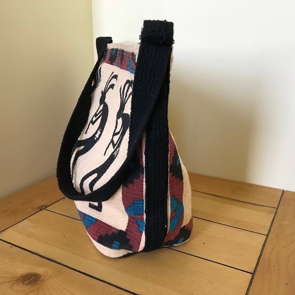 El Paso Saddleblanket Co Shoulder Tote Bag Woven Cotton Kokopelli Flute Design - Picture 2 of 8